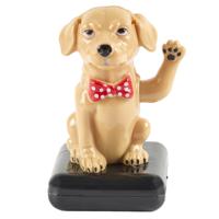 Solar bewegend figuur - Hond labrador - beige - kunststof - 10 cm - cadeau - dieren