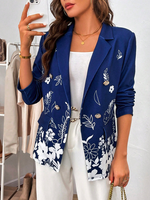 Casual Floral Loose Floral Print Double Breasted Blazer
