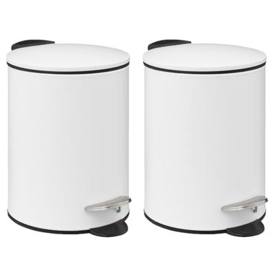 5Five Pedaalemmer - 2x - wit - metaal - 3L - 23 cm - soft close