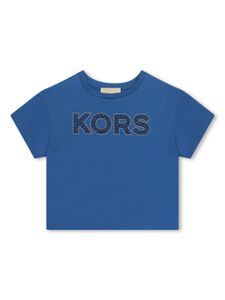 Michael Kors Kids t-shirt en coton biologique à logo appliqué - Bleu