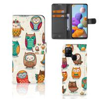 Samsung Galaxy A21s | Telefoonhoesje | Met pasjeshouder | Vrolijke Uilen Samsung Galaxy A21s | Telefoonhoesje | Met pasjeshouder | Vrolijke Uilen