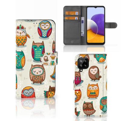 Samsung Galaxy A22 4G | M22 | Telefoonhoesje | Met pasjeshouder | Vrolijke Uilen