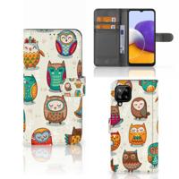 Samsung Galaxy A22 4G | M22 | Telefoonhoesje | Met pasjeshouder | Vrolijke Uilen