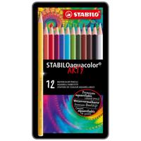 STABILO aquacolor, premium aquarel kleurpotlood, metalen etui met 12 kleuren