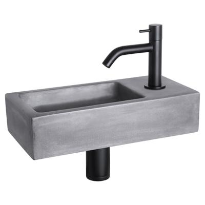 Differnz Ravo fonteinset beton donkergrijs - kraan gebogen - 38.5 x 18.5 x 9 cm - mat zwart