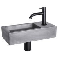 Differnz Ravo fonteinset beton donkergrijs - kraan gebogen - 38.5 x 18.5 x 9 cm - mat zwart