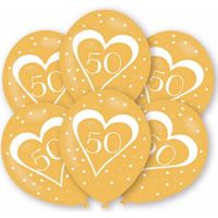 6x stuks Gouden huwelijk ballonnen 50 jaar   -