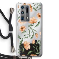 Peachy flowers: Huawei P40 Pro Plus Transparant Hoesje met koord