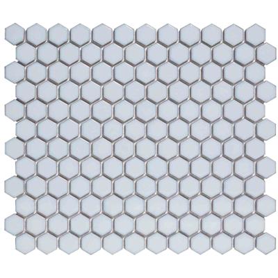 The Mosaic Factory Barcelona Mozaiek Tegel Hexagon - Zacht Blauw met rand Porselein Geglazuurd 260x300 mm