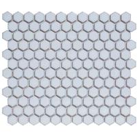 The Mosaic Factory Barcelona Mozaiek Tegel Hexagon - Zacht Blauw met rand Porselein Geglazuurd 260x300 mm