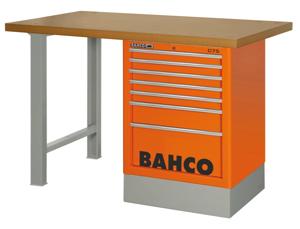 Bahco Werkbank | heavy-duty | met MDF werkblad | ladeblok | 6 lades | 2 poten | zwart | 1800 mm x 750 mm x 1030 mm - 1495K6CBKWB18TD