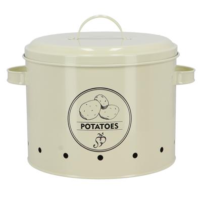 Secrets du Potager Aardappelen bewaar pot/blik - metaal - creme - 28 x 23 x 14 cm