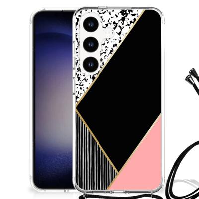 Samsung Galaxy S24 Shockproof Case Zwart Roze Vormen Samsung Galaxy S24 Shockproof Case Zwart Roze Vormen