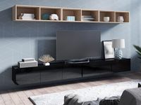 Tv-meubel set SNOOLA 6 deuren artisan eik/hoogglans zwart - thumbnail