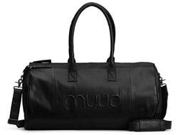 MUUD Drew XL Black - Handgemaakt leren weekendtas 60xØ34cm