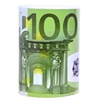 Concorde Spaarpot geld thema - 100 euro - groen - bankbiljetten - D14 x 20 cm