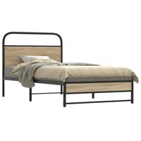 Bedframe zonder matras bewerkt hout gerookt eiken 90x190 cm