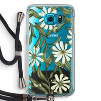Wit bloemenpatroon: Samsung Galaxy S6 Transparant Hoesje met koord Wit bloemenpatroon: Samsung Galaxy S6 Transparant Hoesje met koord