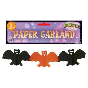 Halloween feestslinger vleermuizen - 3 meter - oranje/zwart - van papier