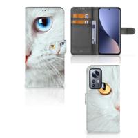 Xiaomi 12 Pro | Telefoonhoesje | Met pasjeshouder | Witte Kat