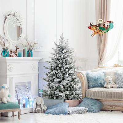 186cm/147cm Gevlekte en Beweegbare Kunstkerstboom 8 Verlichtingsstanden Veelkleurige LED-Lampjes Voorverlichte Decoratieve Boom