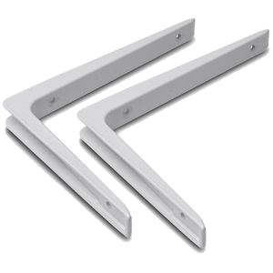 Set van 2x stuks plankdragers / planksteunen aluminium wit 25 x 20 cm tot 50 kilo - Plankdragers