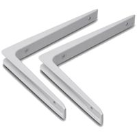 Set van 2x stuks plankdragers / planksteunen aluminium wit 25 x 20 cm tot 50 kilo - Plankdragers - thumbnail