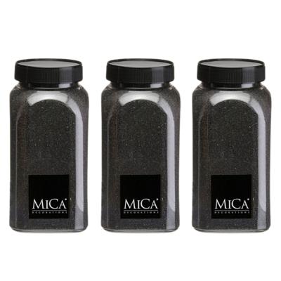 Mica Decorations decoratie zand - 3x - 650ml - zwart - hobby zandkorrels - sierzand Mica Decorations decoratie zand - 3x - 650ml - zwart - hobby zandkorrels - sierzand