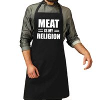 Meat is my religion bbq schort / keukenschort zwart heren - thumbnail