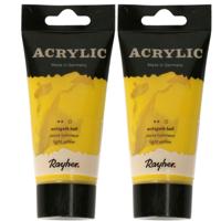 Acrylverf/hobbyverf op waterbasis - 2x - lichtgeel - 75 ml - Schilderen/knutselen