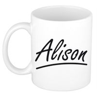 Naam cadeau mok / beker Alison met sierlijke letters 300 ml - thumbnail