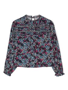 Zadig & Voltaire Kids blouse fleurie bordée de dentelle - Bleu