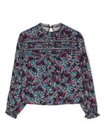 Zadig & Voltaire Kids blouse fleurie bordée de dentelle - Bleu - thumbnail