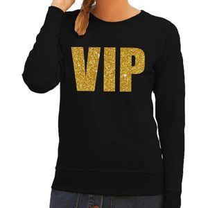 VIP tekst sweater / trui zwart met gouden glitter letters dames