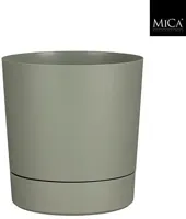 Mica Decorations Bloempot 'Coco' met schotel d28 h29.5 lichtgroen