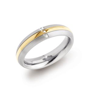Boccia 0131-04 vergulde titanium ring met diamant Maat 53 is 17mm
