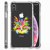 Apple iPhone X | Xs Stevig Bumper Hoesje Cat Color - thumbnail