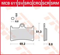 TRW Remblokken, en remschoenen voor de moto, MCB611SV Sinter street