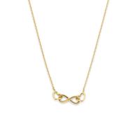 14k Geelgouden Collier met Infinity en Twee Hartjes - Verstelbare Lengte (40-44cm)