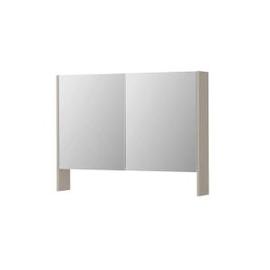 INK SPK3 Spiegelkast - 100x14x74cm - 2 deuren - dubbelzijdige Spiegel - open planchet - schakelaar en stopcontact - MDF lak Mat kasjmier grijs 1110229