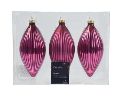 Decoris kerstornament glas olijf 3st granaatappel 6cm