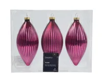 Decoris kerstornament glas olijf 3st granaatappel 6cm