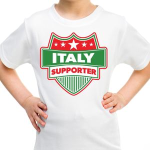 Italy / Italie schild supporter t-shirt wit voor kinderen