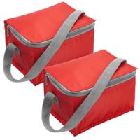 Set van 2x stuks kleine koeltas voor 6 blikjes - rood - lunch-drankjes-medicijnen - 20 x 13 x 13 cm