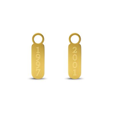 Oorbelhangers met jaartal gravering - Stainless steel - Goud