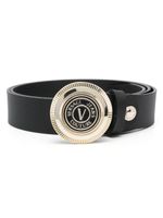 Versace Jeans Couture ceinture en cuir à boucle logo - Noir