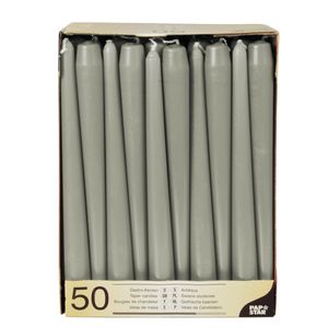 50x stuks dinerkaarsen grijs 25 cm   -