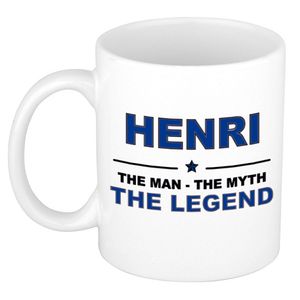 Naam cadeau mok/ beker Henri The man, The myth the legend 300 ml - Naam mokken