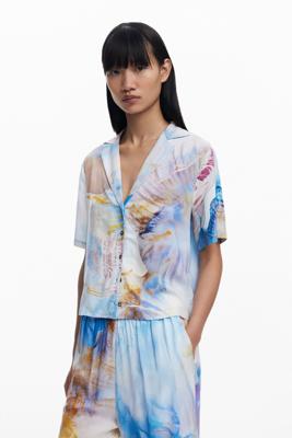 Cropped overhemd met schelpen - BLUE - S