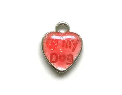 Bedel hart Love My Dog en Pootafdruk Rood